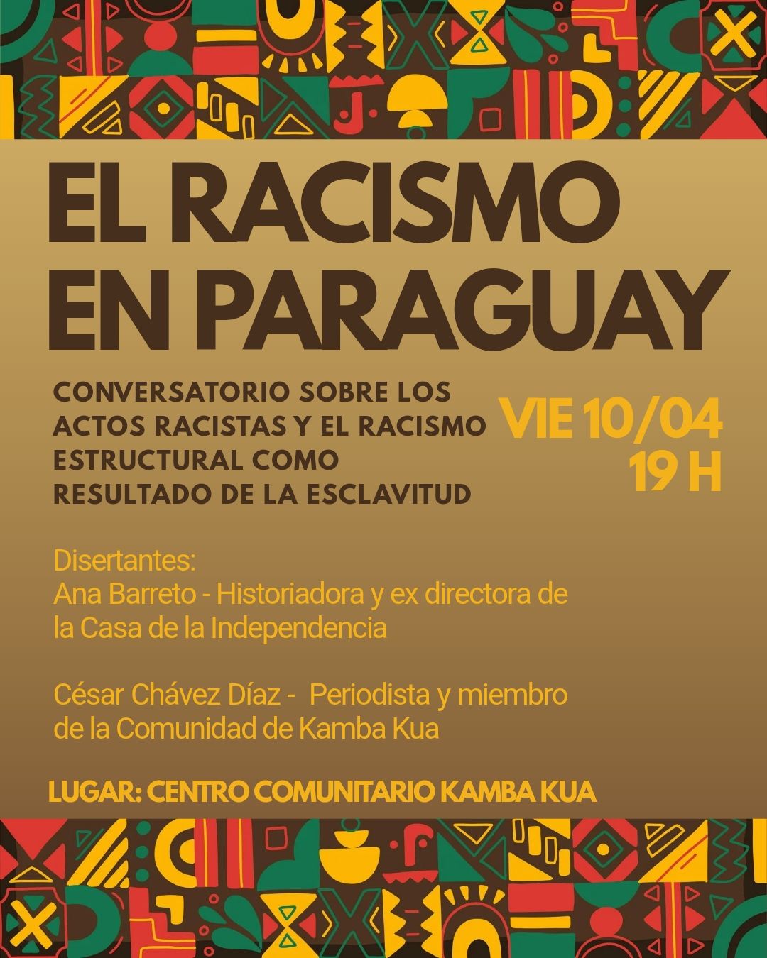 CONVOCAN  A  CONVERSATORIO  SOBRE  RACISMO  EN  PARAGUAY: UN LLAMADO  A  LA  REFLEXIÓN  Y  LA  LUCHA  CONTRA  LA  DISCRIMINACIÓN 